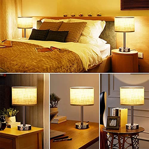Nightstand lamp with alarm clock and charging - 3 brightness levels