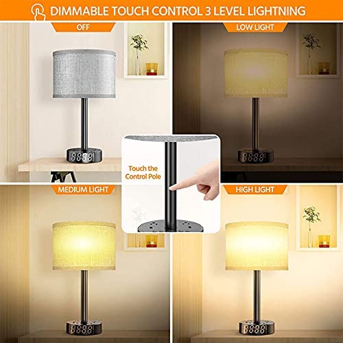 Nightstand lamp with alarm clock and charging - 3 brightness levels