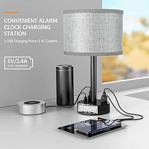 Nightstand lamp with alarm clock and charging - 3 brightness levels