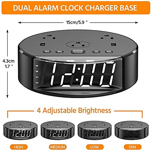 Nightstand lamp with alarm clock and charging - 3 brightness levels