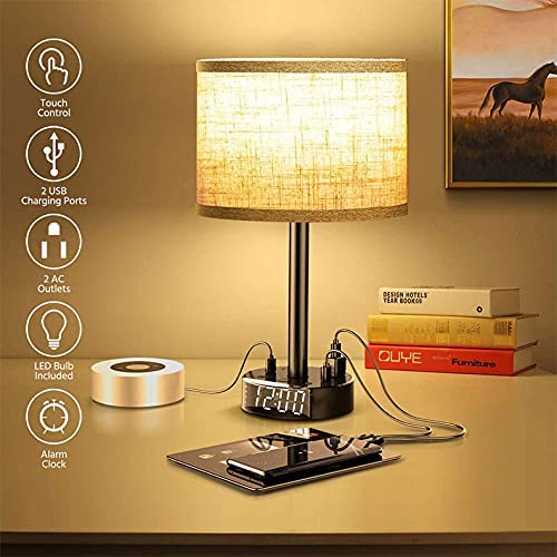 Nightstand lamp with alarm clock and charging - 3 brightness levels