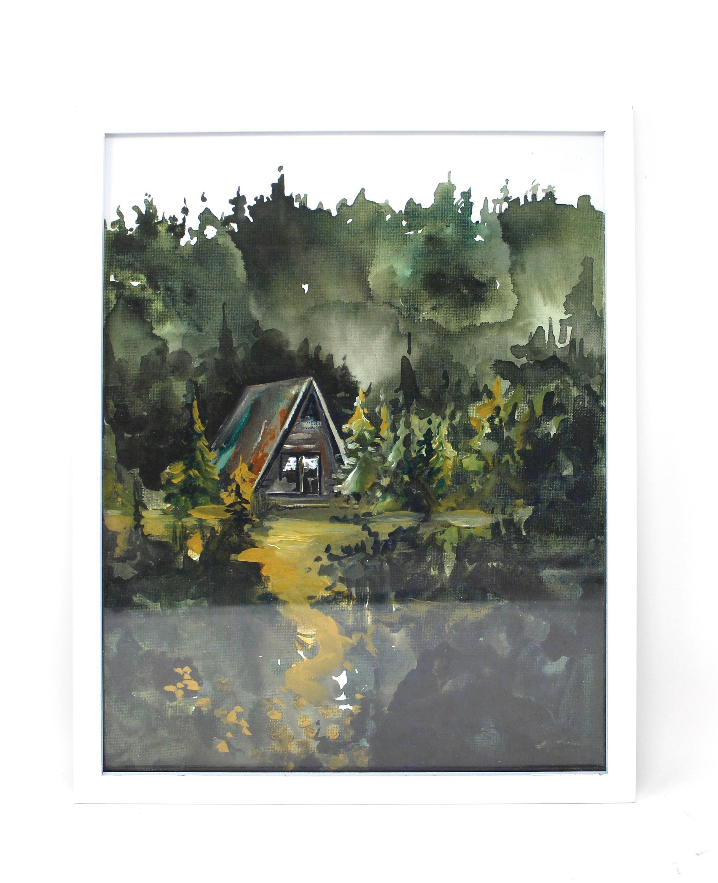 Cozy Cabin Print 11x14 Adventure Print Home Decor Cabin Watercolor Wall Art Inspirational