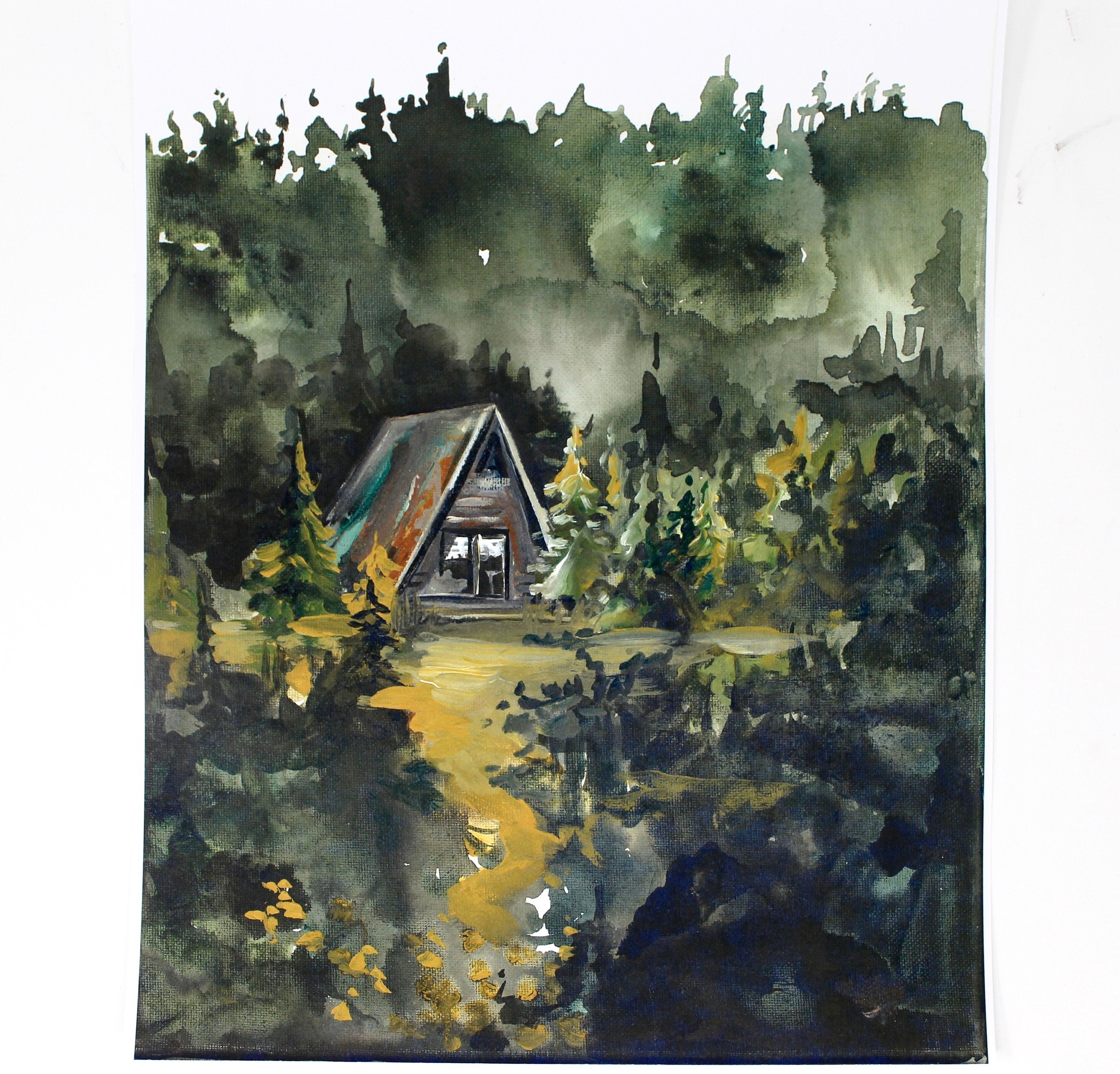 Cozy Cabin Print 11x14 Adventure Print Home Decor Cabin Watercolor Wall Art Inspirational