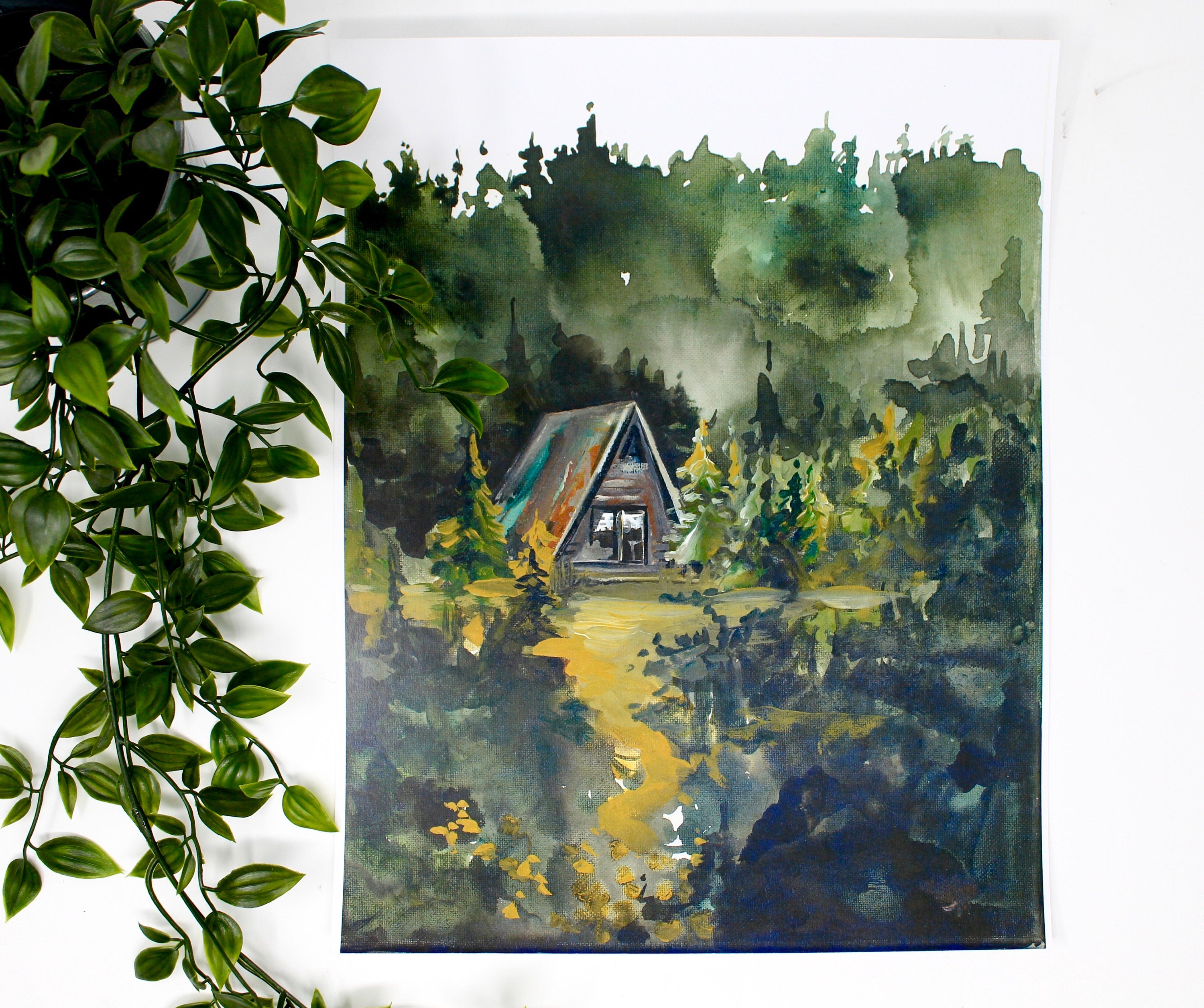 Cozy Cabin Print 11x14 Adventure Print Home Decor Cabin Watercolor Wall Art Inspirational